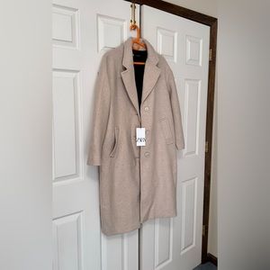 Zara oversized sand wool coat